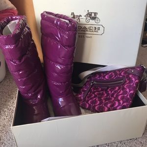 COACH Magenta Snow boots and Purse set